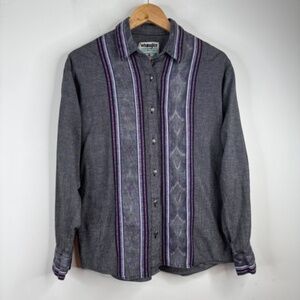 VTG Wrangler Button Down Shirt Women XL Purple Aztec Western Southwestern Corset